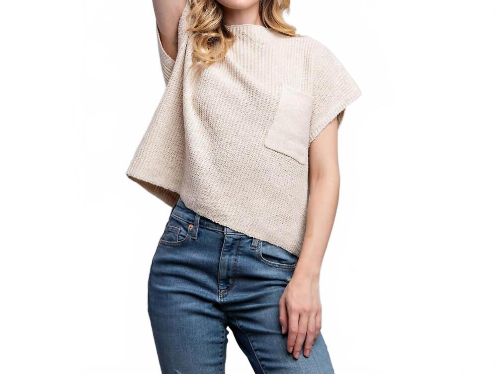 NEW SWEET GENERIS devils tower western ribbed sweater top in cream